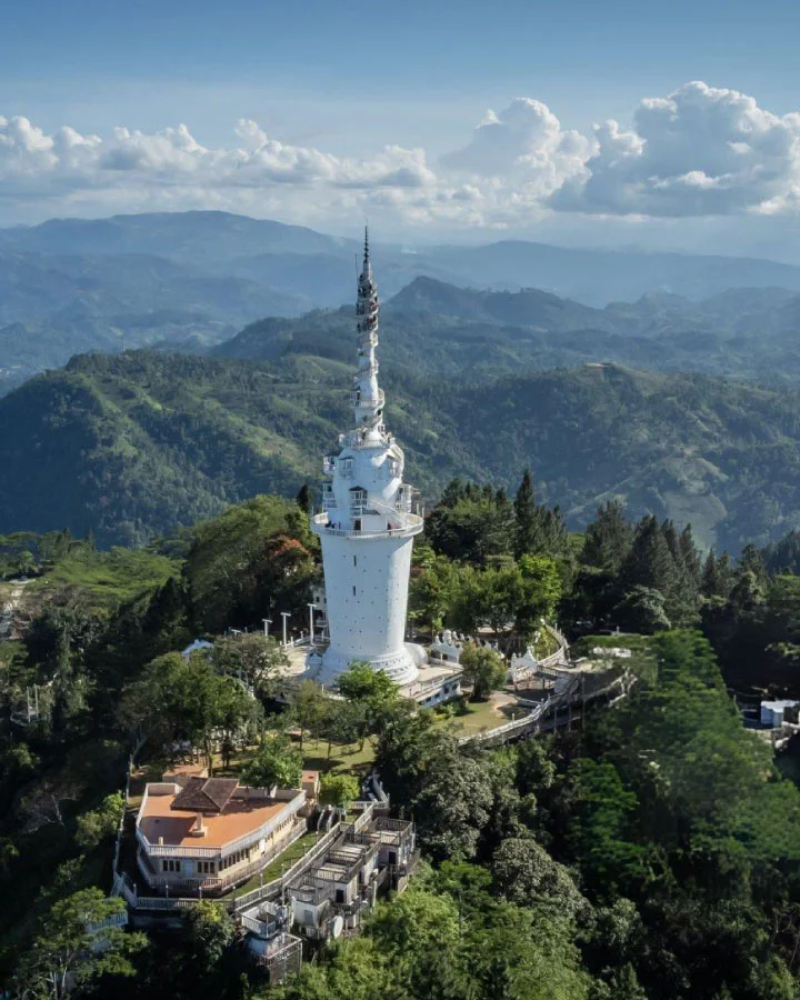 Ambuluwawa Tower overlooking the central highlands near Kandy gampola